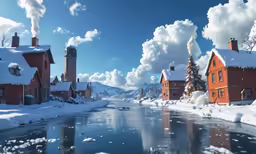 this is a small town with many houses and water