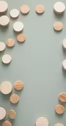 an arrangement of different round wooden objects