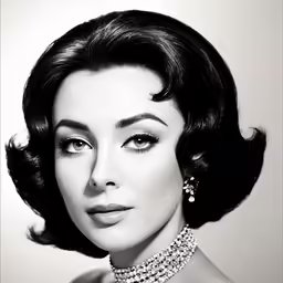 a woman in a black dress with a choke necklace