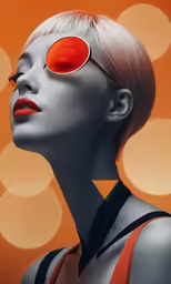 a photo taken in a fashion magazine features an image of a woman with red glasses