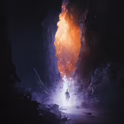 a man is seen in the center of an animated scene with lots of lights