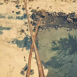 an aerial view of a tree next to the ocean