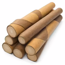 cardboard rolled in brown, sitting on the floor