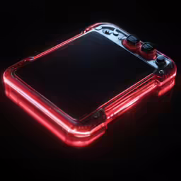 a red electronic device sitting in the dark
