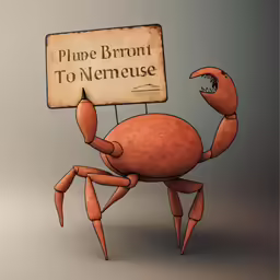 cartoon character holding a sign with caption on top