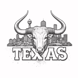 the texas longhorn logo with the city skyline behind it