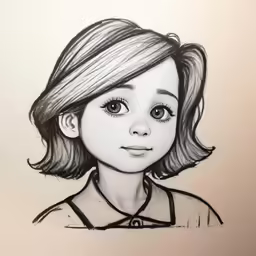 drawing of a young girl with a dark hair