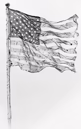 a drawing of a flag on a pole