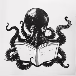 an octopus with a book in its