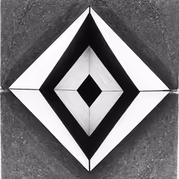 a black and white photo with a white diamond