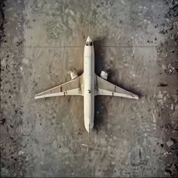 an overhead view of a airplane in the sky