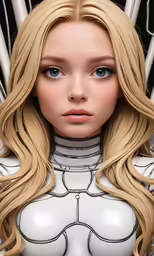 a close up of a female robot woman