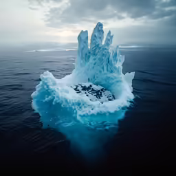 a polar bear sitting on top of an iceberg