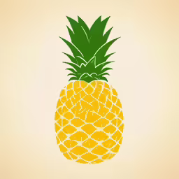 a pineapple on a light yellow background with one slice missing