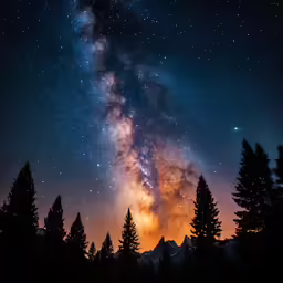 the night sky filled with stars and bright colors