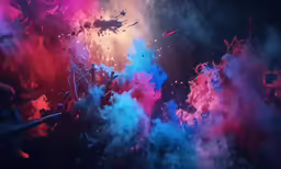 colorful smoke is being sprayed across the dark night sky