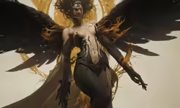 there is an image of angel with gold wings on the body