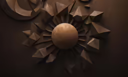 art work in the middle of brown wall