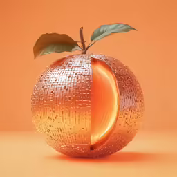 a mosaiclated orange is placed as part of an advertisement