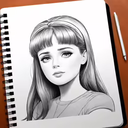 a pencil drawing of a girl with long hair