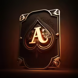 an illuminated playing card with the letter a