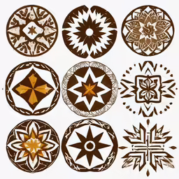 a set of nine different colored designs