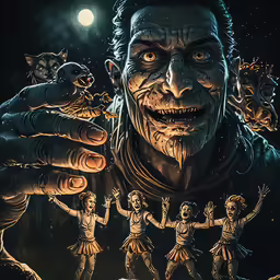 a drawing shows a creepy, evil looking man