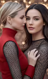 two beautiful girls standing together for a photo