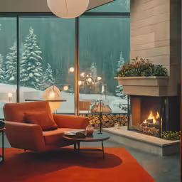 a big living room with a nice fireplace