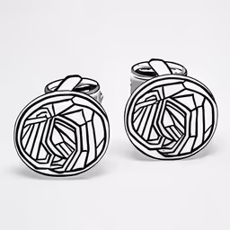 two black cufflinks on white background