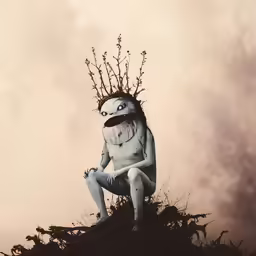 this is a digital composite image with a monster as the base