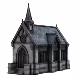 the old church with a steeple and clock on it