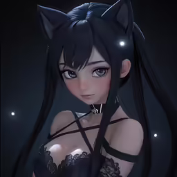 a sexy girl with blue eyes and a cat ears