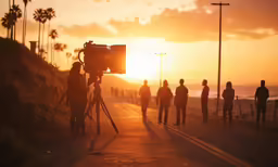 some people on the beach watching a sunset