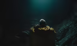 the man is in the cave and looking up