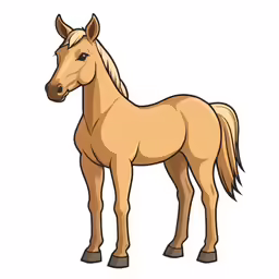 a brown horse standing with its ears open