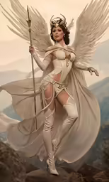 the angel is standing on a rock in her clothing