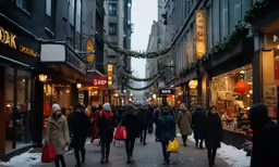 a group of people that are walking through the snow