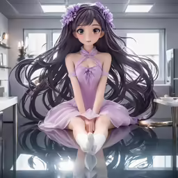 a beautiful figure sits on top of a mirror