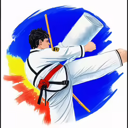 a drawing shows a martial figure using his self defense skills