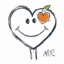 an apple is floating on the surface in a heart shape