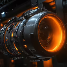 a camera with a light shining through it