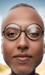 the head of a person wearing glasses