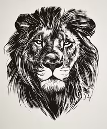 a drawing of a lion
