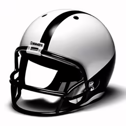 the helmet of the oakland football team, with black stripes