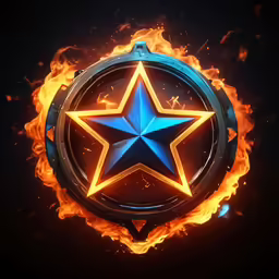 a star in the middle of a fire filled circle