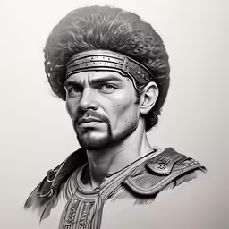 a drawing of a man wearing a wig