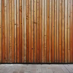 a wooden fence with a skateboard leaning against it