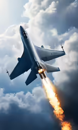 jet in air with sky full of clouds with lightning
