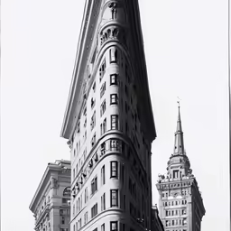a vintage photo of an old building and other buildings